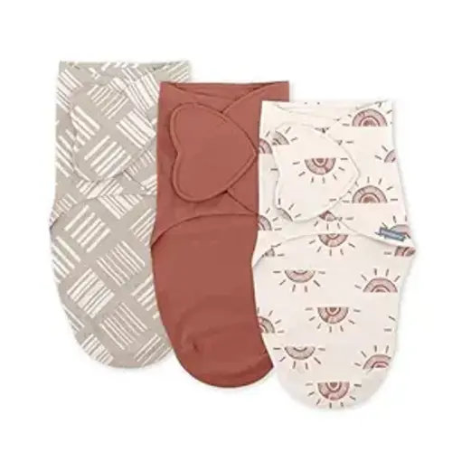 Ingenuity SwaddleMe Monogram Collection Swaddle, 3-Pack, for Ages 0-3 Months - Rising Sun