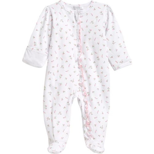 Floral Ruffle Edge Pima Cotton Footie, 3-6M