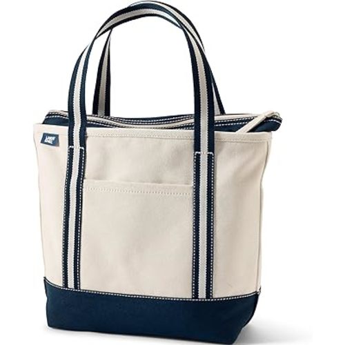 Lands' End Zip Top Canvas Tote Bag