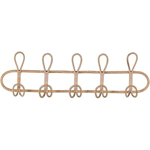 Wall Mounted Coat Rack Clothes Hooks Simple Ornament Supplies Porch Hanging Rattan Clothes Hanger, 5 Hooks, Optional