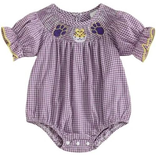 Kuriozud Newborn Baby Girl Football Outfit Smocked Ruffle Romper Short Sleeve Jumpsuit Cute Baby Girl Clothes