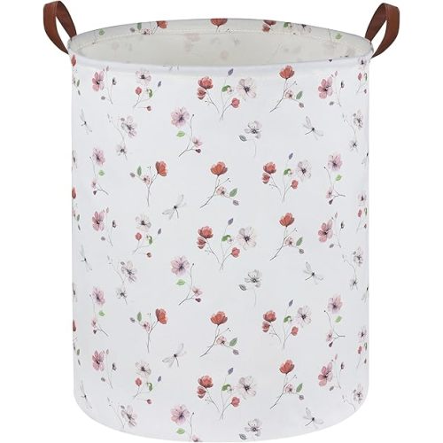 Kids Laundry Hamper,Flower Laundry Basket Collapsible Girls Storage Baskets for Home Decor,Office,Home Organizer,(Dried flowers