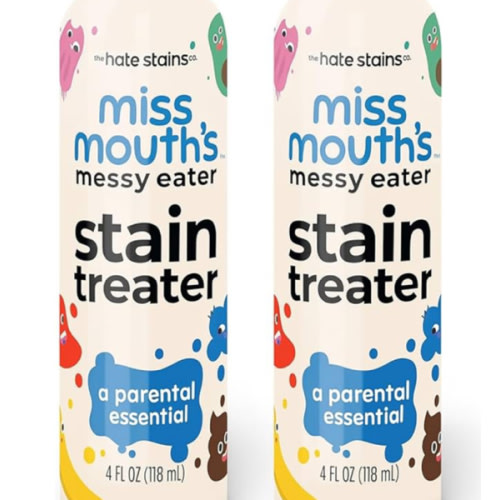 Miss Mouth's Messy Eater Stain Treater Spray - 4oz 2 Pack Stain Remover - Newborn & Baby Essentials - No Dry Cleaning Food, Grease, Coffee Off Laundry, Underwear, Fabric