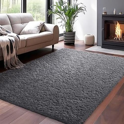 Ophanie Upgrade 5x7 Rugs for Living Room, Grey, Fluffy Shaggy Soft Area Rug, Non-Slip Indoor Floor Carpet for Bedroom, Kids Baby Boys Teen Dorm Home Decor Aesthetic, Nursery