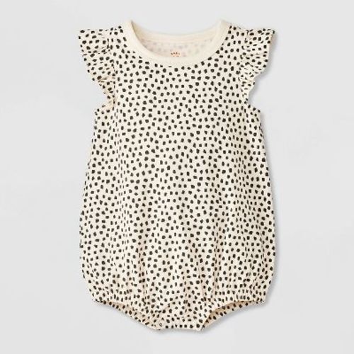 Baby Girls' Printed Ruffle Romper - Cat & Jack™ Brown 24m