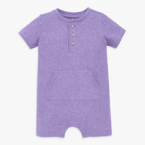 Baby heathered henley shortie in Iris - 3 to 6 Months