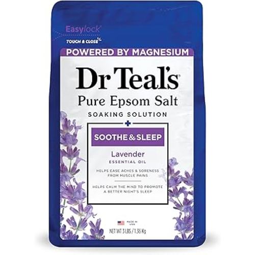 Dr Teal's Epsom Salt Magnesium Soak, Soothe & Sleep with Lavender, 3 lbs