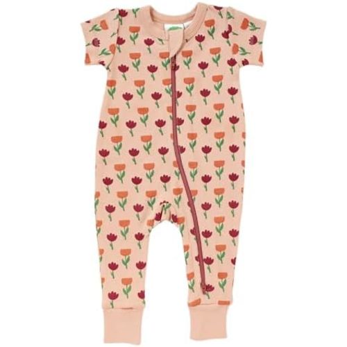 PARADE Organic Signature Print '2-Way' Zip Romper Short Sleeve