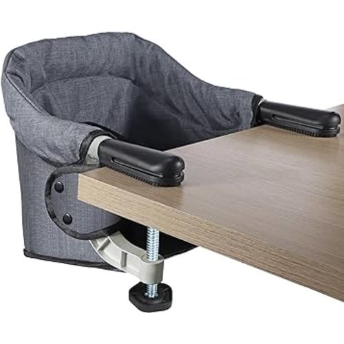 Hook On Chair, Clip on High Chair, Fold-Flat Storage Portable Baby Feeding Seat, High Load Design, Attach to Fast Table Chair Removable Seat for Home and Travel(Grey)