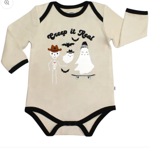 Creep It Real Halloween Long Sleeve Viscose Bamboo Terry Ringer Onesie