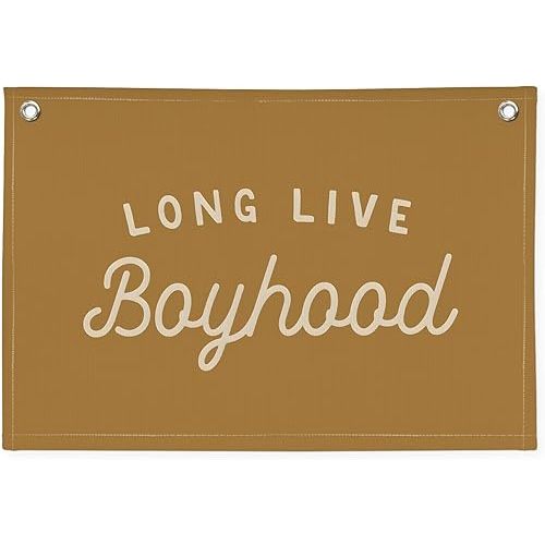 Long Live Boyhood Orange Fall Banner Boy Room Decor,Banner Flag Nursery Playroom Wall Decor for Boys Bedroom Living Room Dorm Toddler Decorations for Kid Banner Wall Hanging Flag Linen Banner 30x20