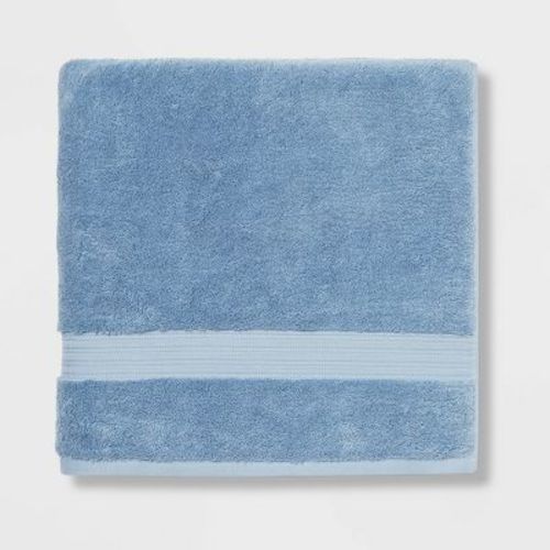 Total Fresh Antimicrobial Oversized Bath Towel blue - Threshold™: 100% Cotton, Low Lint, Machine Washable