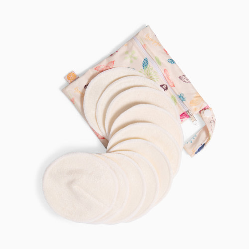 Kindred Bravely Organic Bamboo Breast Pads (10 Pack) - Beige/White, Regular, 10