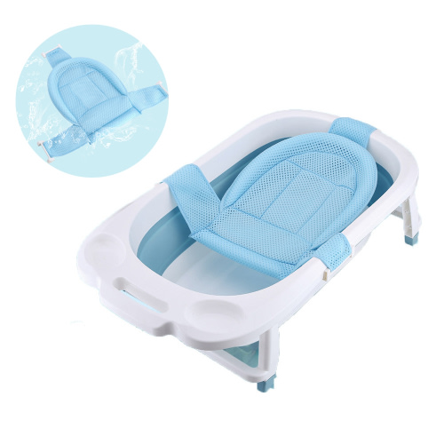 EASTIN Baby Bath Seat Infant Bathing Support Mat with Four Safety Support Corner, Comfortable Baby Shower Bathtub Sit Up Mesh for Newborn,Baby Bath Anti-Skid Bathtub Net Seat(Blue)