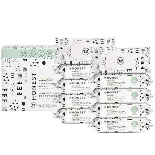 The Honest Company Clean Conscious Multi-Use Wipes | Hypoallergenic + Unscented for Sensitive Skin | Over 99% Water, Compostable, Plant Based, Baby Wipes | Pattern Play, 720 Count