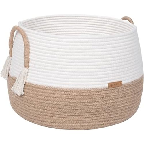Small Basket for Stuffed Animal,Clothes,Baby Blankets -11.8"x9.8"- Boho Baskets for Living Room,Bedroom,Nursery |Cotton Rope Baskets, Cube Basket, Under Shelf Basket | Baskets for Home Decor