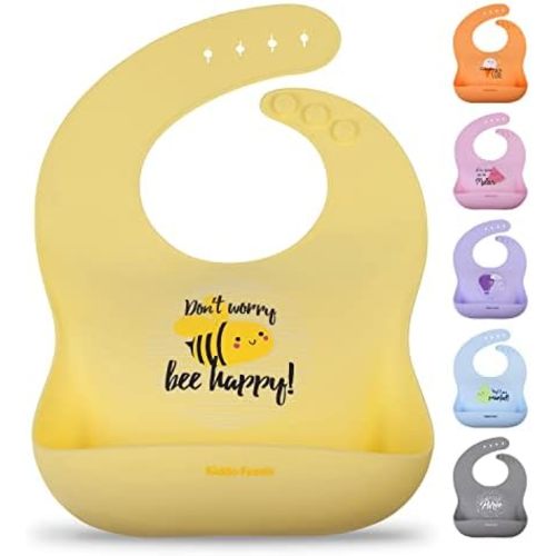 Kiddo Feedo Silicone Bib for Babies and Toddlers, Waterproof, Soft, Adjustable and Non Messy, Designed in Sweden