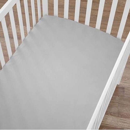 American Baby Company 2 Pack 100% Natural Cotton Fitted Crib Sheets 52" x 28" - Soft, Breathable, Hypoallergenic & Gentle Toddler Bed Sheets, Gray, Neutral for Boys & Girls