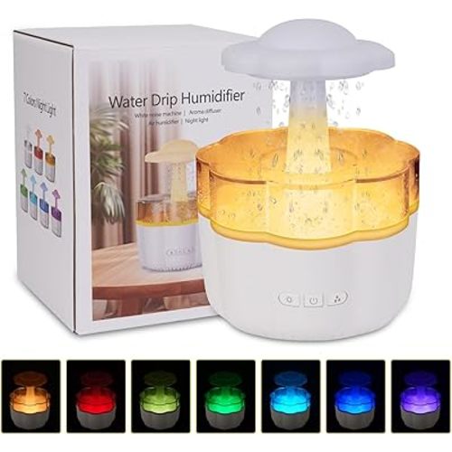 White Noise Humidifier for Bedroom, Water Drip Humidifier Diffuser, Rain Sounds White Noise, Diffuser for a Comfortable Sleep Environment