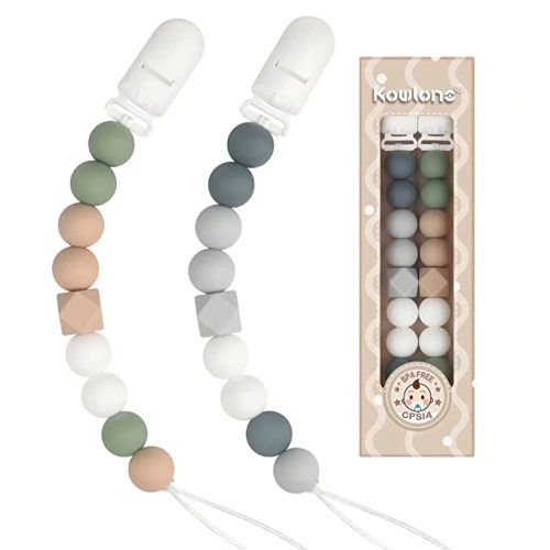 Pacifier Clip Paci Holder Silicone Teething Beads