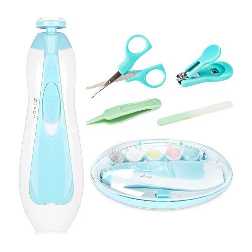 Baby Nail Trimmer Electric, Baby Nail Clippers Safe Baby Nail File Kit Trim Polish Grooming Kit for Newborn Infant Toddler or Adults Toes Finger Care (Blue)