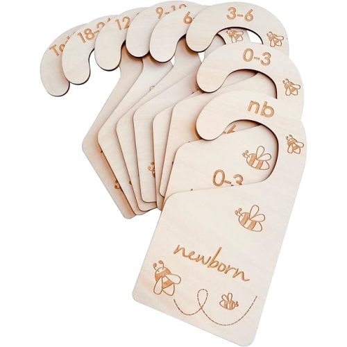 Baby Closet Size Dividers, Double-Sided Wood Baby Closet Organizer Hanging Baby Clothes Dividers Nursery Closet Organizer for Home Baby Clothes Nursery Décor