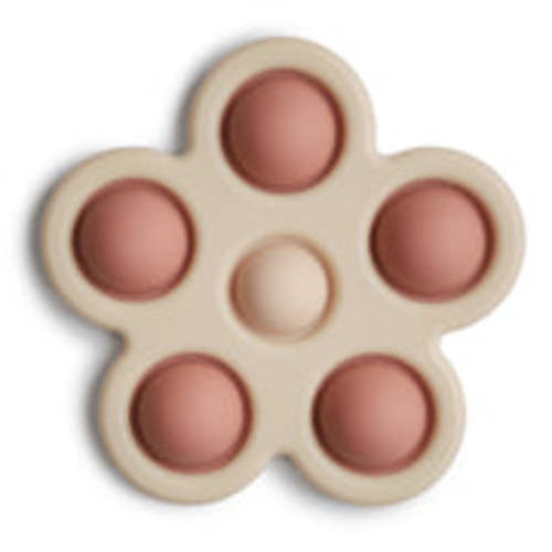 Mushie Silicone Flower Press Baby Toy - Rose/Blush/Shifting Sand