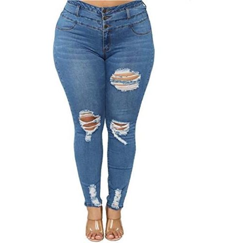 ALLABREVE Womens Plus Size Skinny Jeans Stretchy High Waisted Ankle Jean Ripped Slim Fit Washed Denim Distressed Tight Jean
