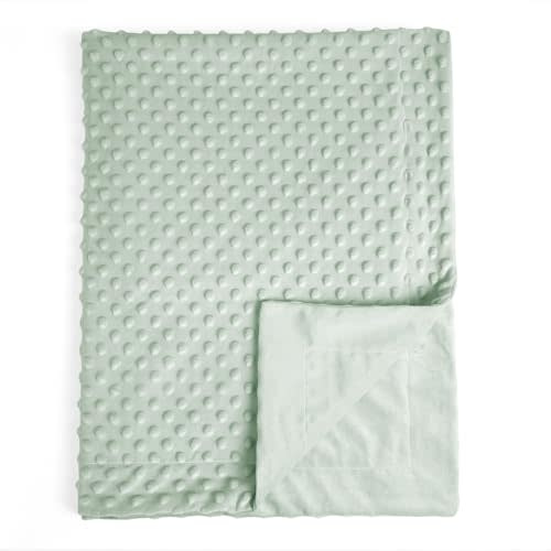 david's kids Micro Fleece Minky Baby Throw Blanket for Girls with Double Layer and Soothing Raised Dots, 50x60 Inches Breathable and Soft Lightweight Receiving Blanket for Newborns Sage Green
