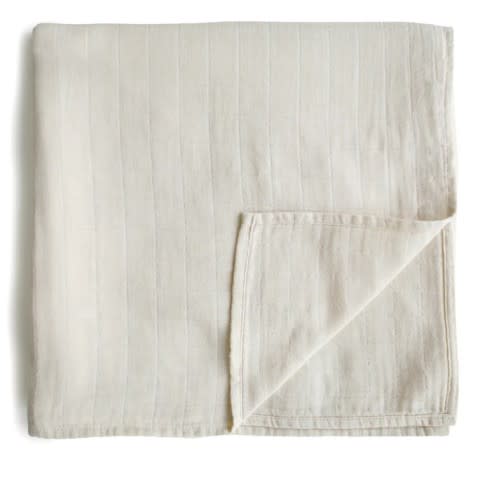 Organic Cotton Muslin Swaddle Blanket (Color: Fog)
