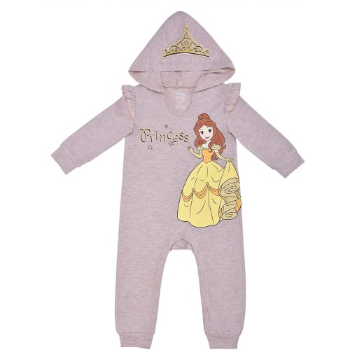Disney Princess Belle Beauty and the Beast Baby Hooded Coverall Bodysuit (Infant), Sizes 3M - 24M