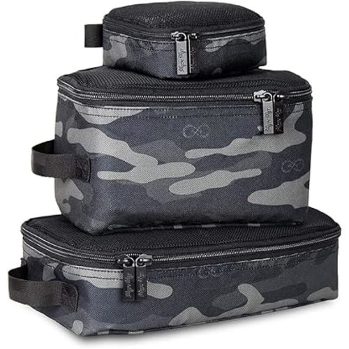 Chelsea + Cole for Itzy Ritzy Packing Cubes – Set of 3 Camo Packing Cubes or Travel Organizers; Each Cube Features a Mesh Top, Double Zippers and a Fabric Handle; Camo