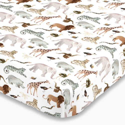 NoJo Baby Nursery Fitted Crib Sheet - Watercolor Jungle Friends