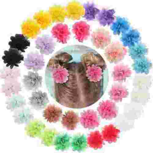JOYOYO 40PCS 2" Chiffon Flower Hair Bows Clips Flower Tiny Hair Clips Fine Hair for Girls Infants Toddlers Set of 20 Pairs