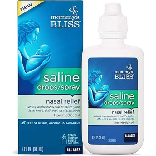 Mommy's Bliss Saline Drops/Spray, Nasal Relief for Newborns & Up, 1 Fl Oz