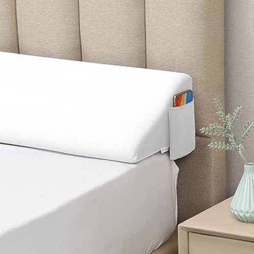 Vekkia King Size Bed Wedge Pillow for Headboard Gap/Bed Wedge Gap Filler/Mattress Wedge to Fill 0-6" Bed Gap Between Headboard and Mattress (White 76"x10"x6")