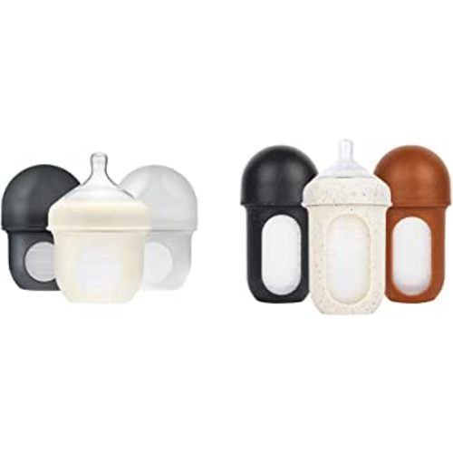 Boon NURSH Reusable Silicone Baby Bottles with Collapsible Silicone Pouch Design Bundle — Everyday Baby Essentials