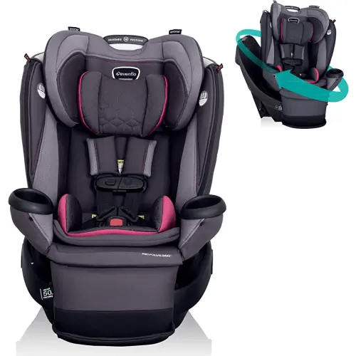Evenflo Revolve360 Extend All-in-One Rotational Car Seat with Quick Clean Cover (Rowe Pink)
