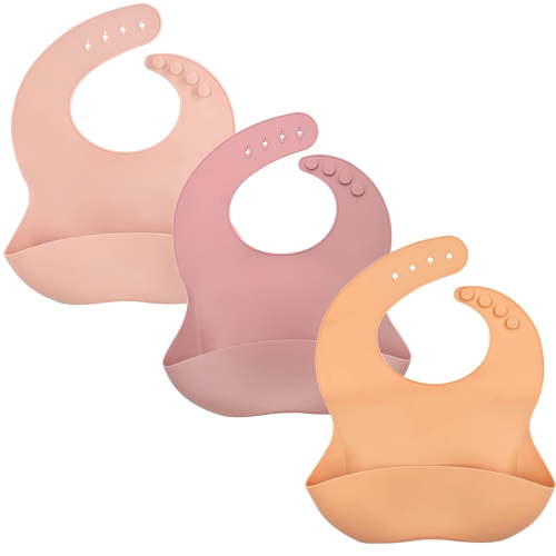 3-Pack Silicone Baby Bibs for Girls and Boys - Adjustable, Waterproof, BPA-Free, Soft Unisex Bibs