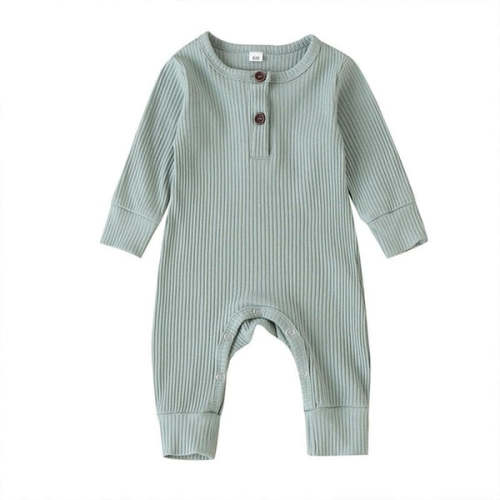 Ribbed thermal romper in seafoam