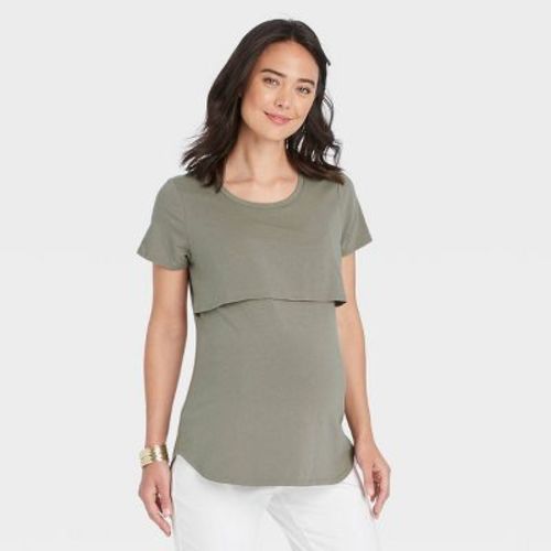 Short Sleeve Nursing Maternity T-shirt - Isabel Maternity By Ingrid & Isabel™ Olive Green Xl