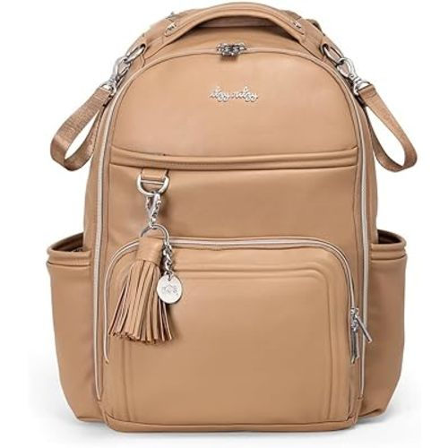 Itzy Ritzy Diaper Bag Backpack – Large Capacity Boss Plus Baby Backpack Diaper Bag Featuring 19 Pockets, Changing Pad, Stroller Clips, and Comfortable Backpack Straps, Chai