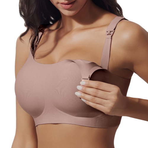 MINTREUS Nursing Bras for Breastfeeding Round Neck Full Coverage Maternity Bra Pregnancy Sleep Bralette with Extra Extender