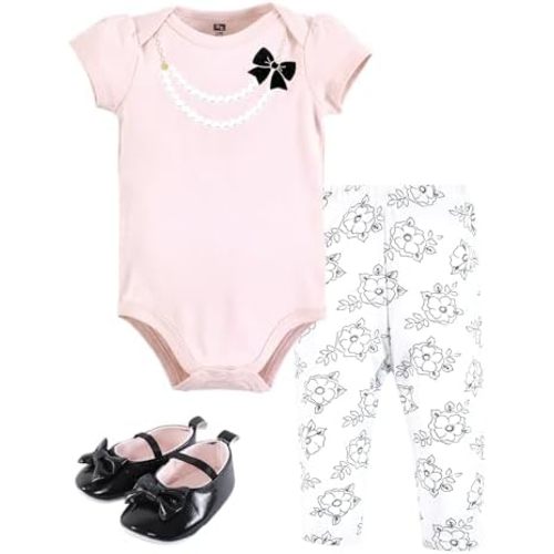 Hudson Baby Unisex Baby Cotton Bodysuit, Pant and Shoe Set