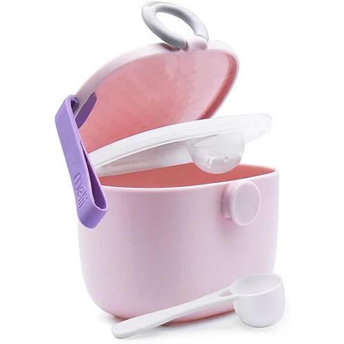 melii Baby Formula Storage Container with Integrated Scoop, Airtight, Leakproof, Portable with Handle, 400ml / 13.5oz Capacity, Pink