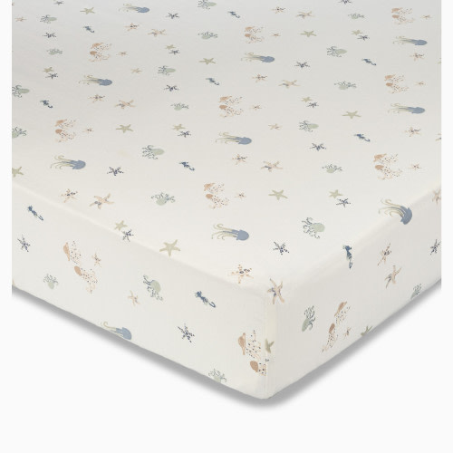 Crane Baby Cotton Sateen Crib Fitted Sheet - Cove Sea Life