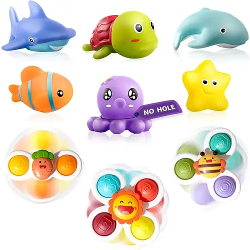 Hely Cancy Infant Bath Toys for 18 Months - No Hole Animal Bathtub Toys, Baby Bath Tub Toys