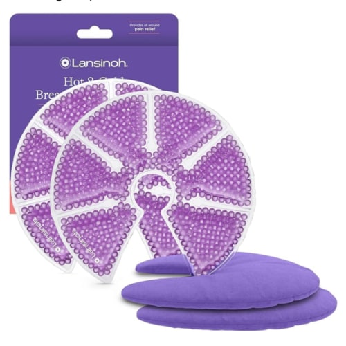 Lansinoh Breast Therapy Packs, Hot and Cold Breast-Pads with 2 Soft Covers, Postpartum Essentials for Nipple Pain Relief, Mastitis, Engorgement, Support for Breastfeeding and Pump Aid, 2 Pack