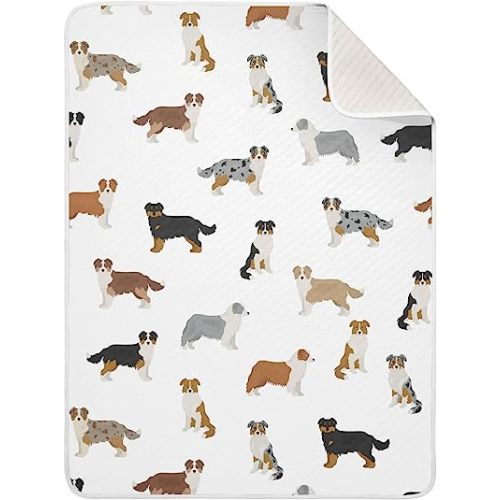 Swaddle Blanket Australian Shepherd Dog Cotton Blanket for Infants, Receiving Blanket, Lightweight Soft Swaddling Blanket for Crib, Stroller, Nursery Blankets, 30x40 in