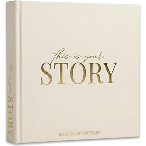 Baby Book Keepsake Baby Books to Record Baby's Milestones and Photos Memory Book for Newborn Girl or Newborn Boy, Gender Neutral, Scrapbook Album, First 5 Year Journal Includes Stickers (Natural)